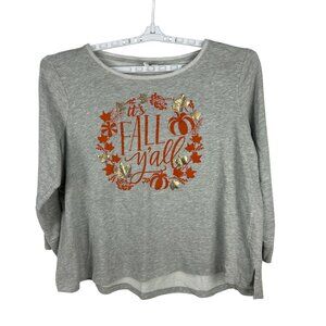 Cato Womens Plus Size 22/24W "Its Fall Yall" Graphic Long Sleeve Top